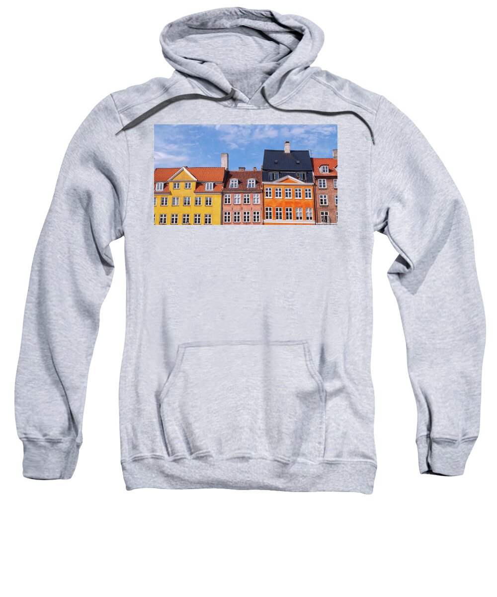 Nordic Sweatshirt featuring the photograph Colorful buildings of Nyhavn in Copenhagen, Denmark #3 by Elenarts - Elena Duvernay photo
