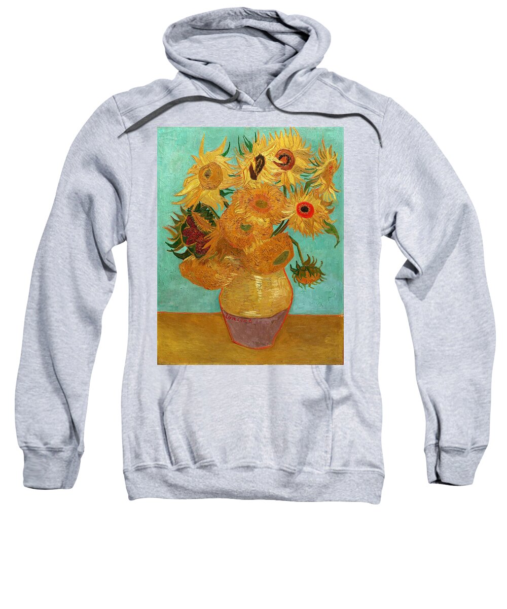 Van Gogh Sweatshirt featuring the painting Vase with Twelve Sunflowers #1 by Vincent Van Gogh