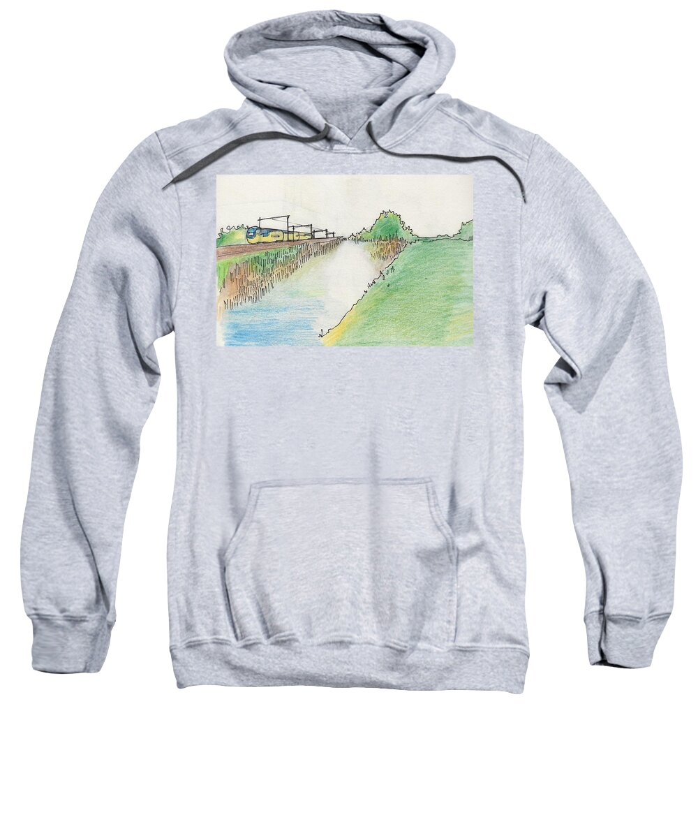 Canal Sweatshirt featuring the drawing Random sketches and Perspectives #7 by Shreya Sen