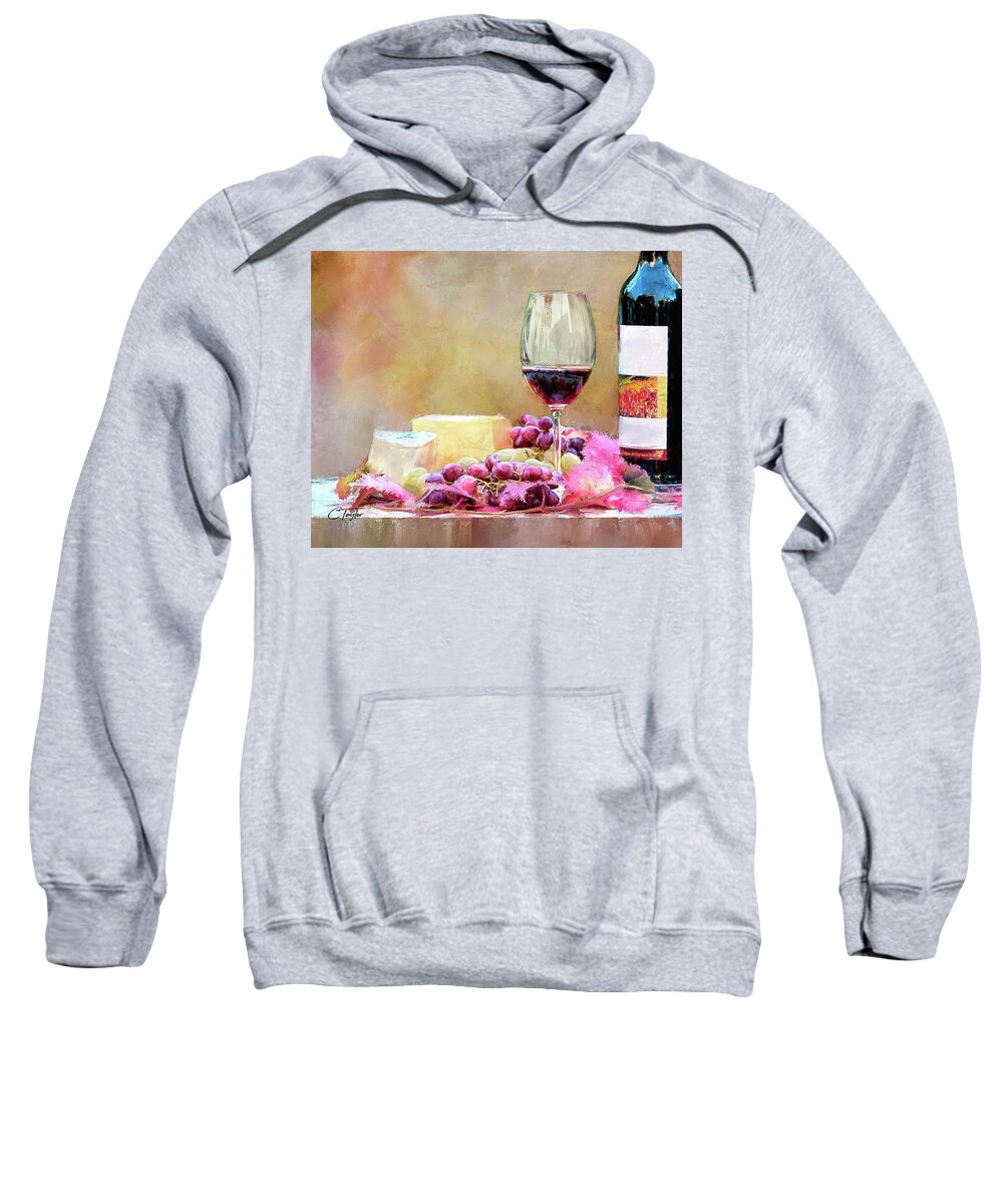 Red Wine Prints Sweatshirt featuring the mixed media A Cab at 5 by Colleen Taylor