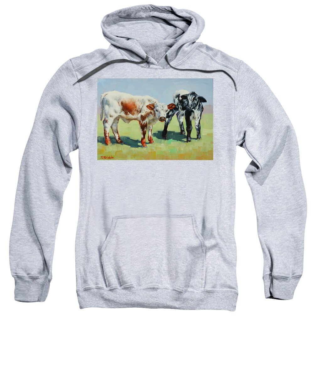Speckle Sweatshirt featuring the painting A Pair Of Speckles by Margaret Stockdale