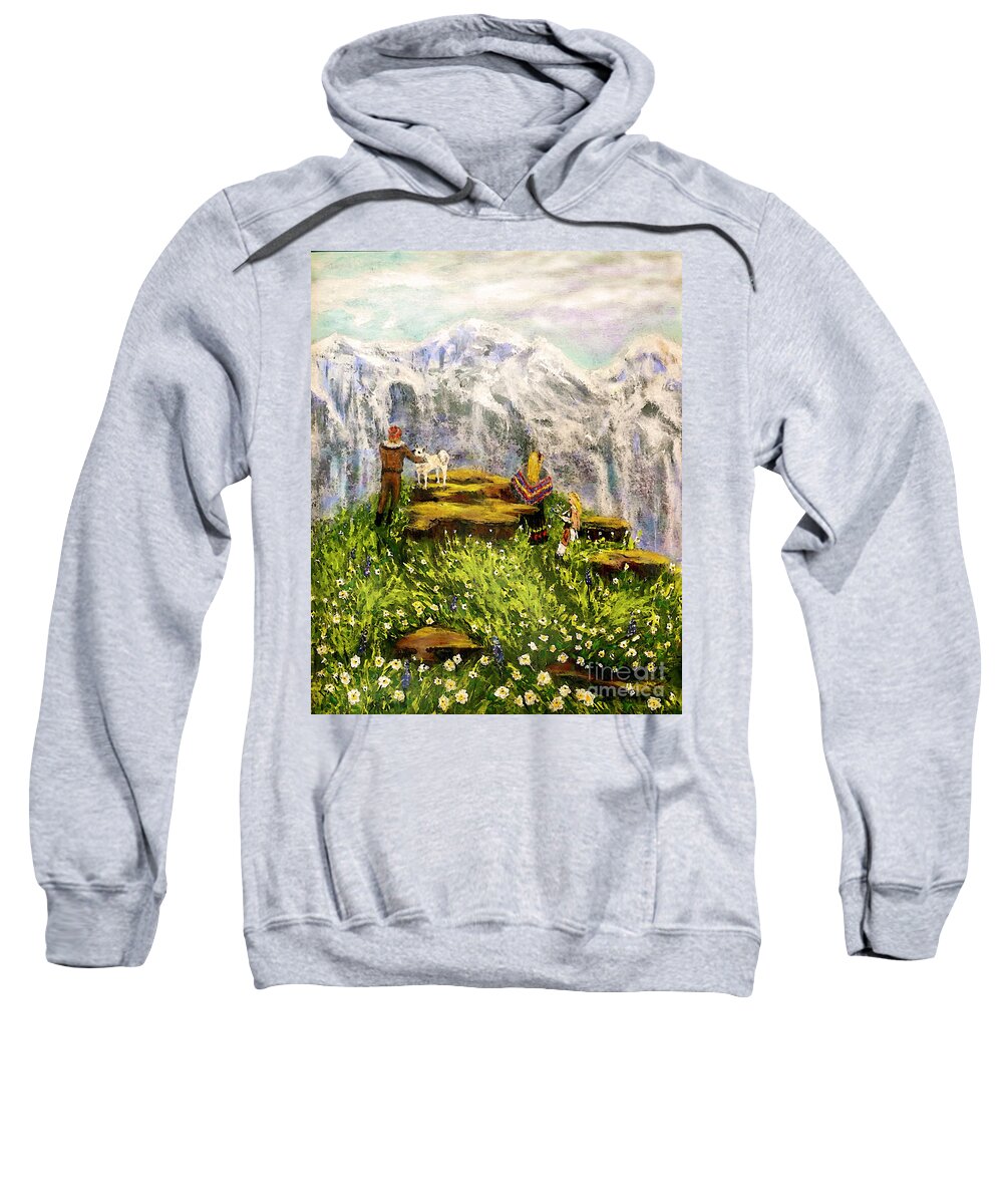 Springtime Sweatshirt featuring the painting A Springtime in the Fjords of Norway by Bonnie Marie