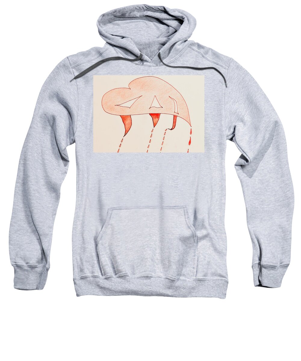 Drawing Sweatshirt featuring the drawing A Torn Heart by Karen Nice-Webb