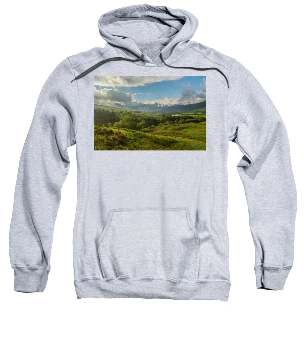 Scotland Sweatshirt featuring the photograph A View of the Highlands from the Caledonian Sleeper by Matthew Irvin