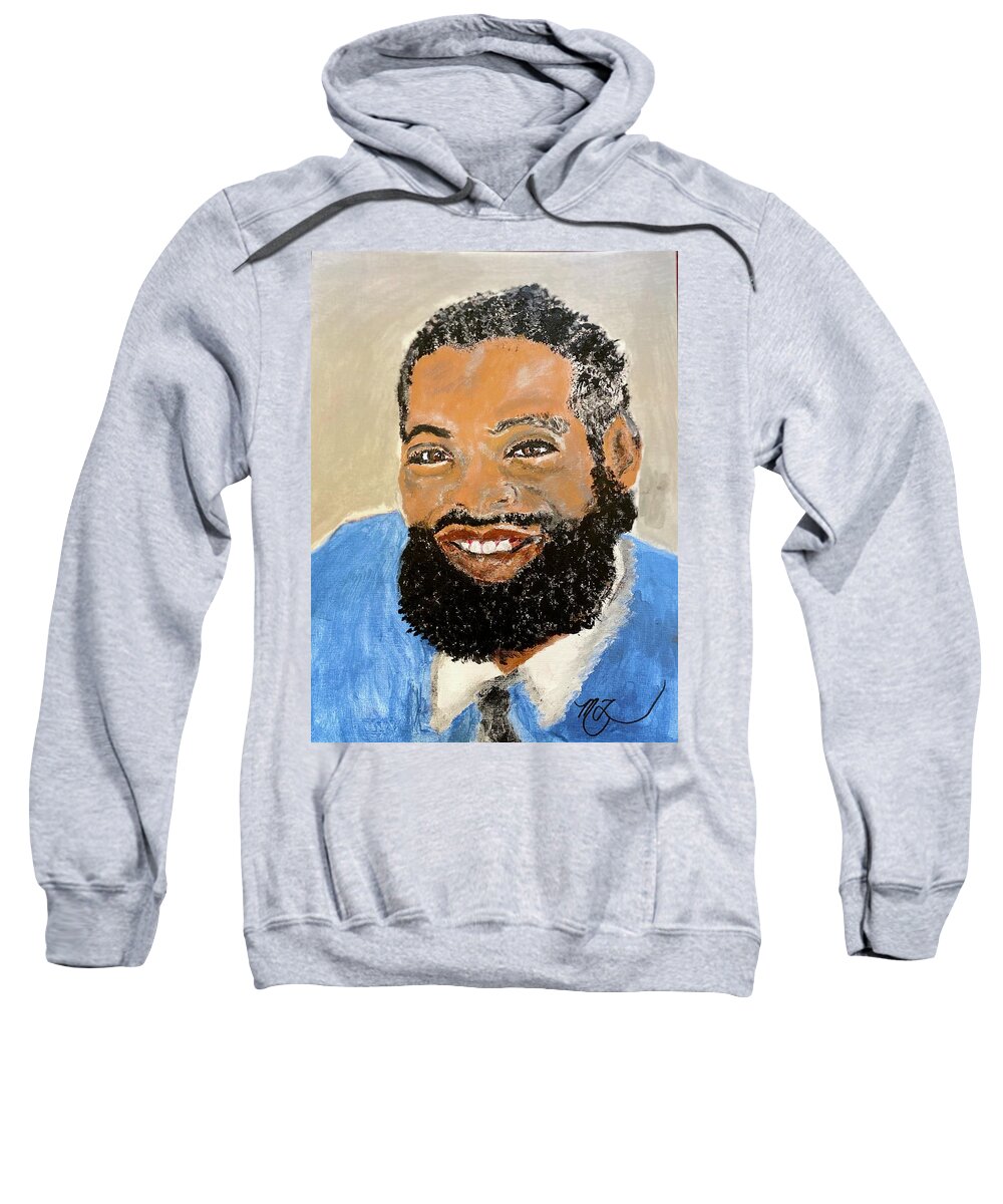 African-american Sweatshirt featuring the painting AFRICAN-AMERICAN MAN Aaron by Melody Fowler