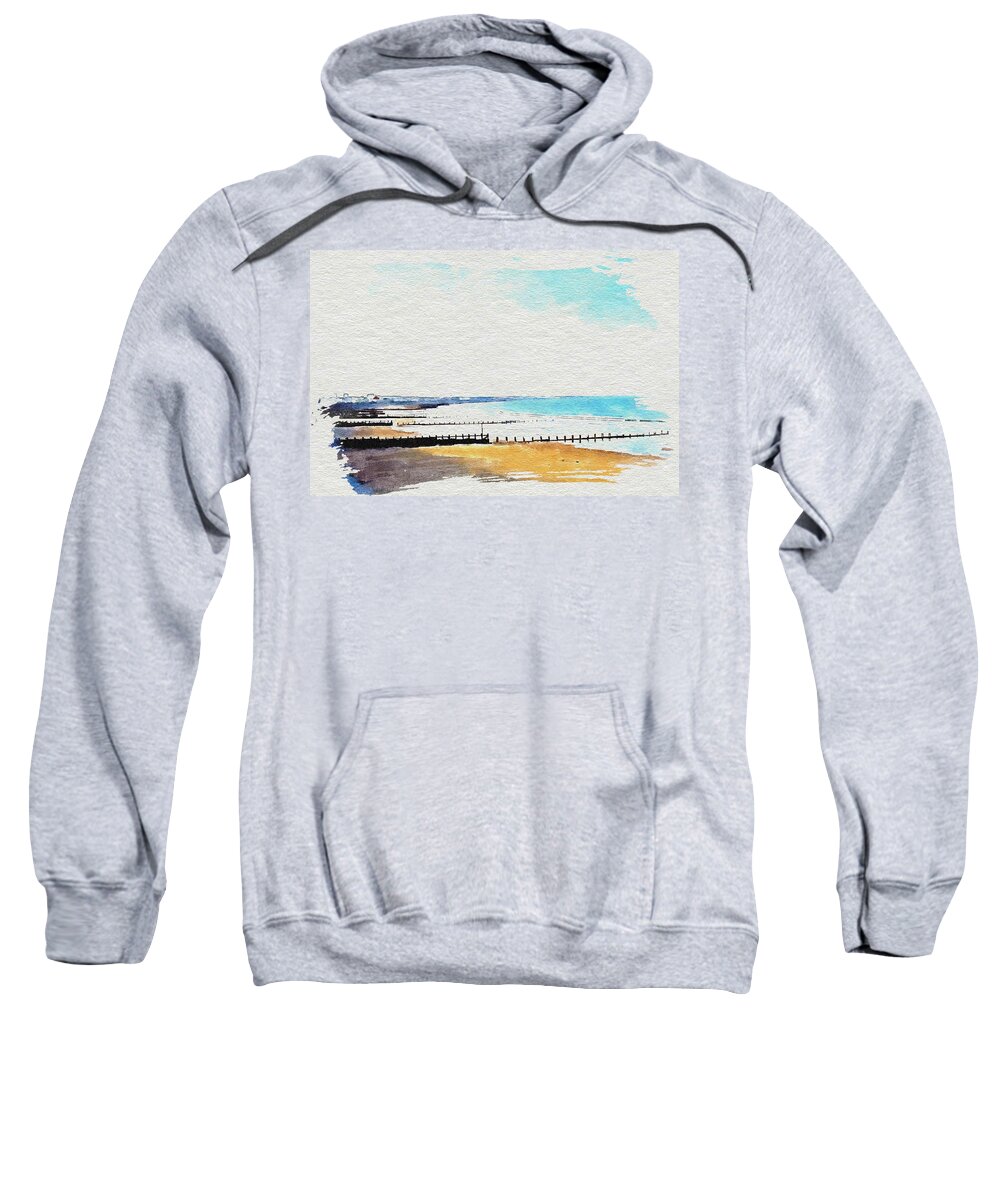 Aberdeen Sweatshirt featuring the digital art Aberdeen Beach by John Mckenzie