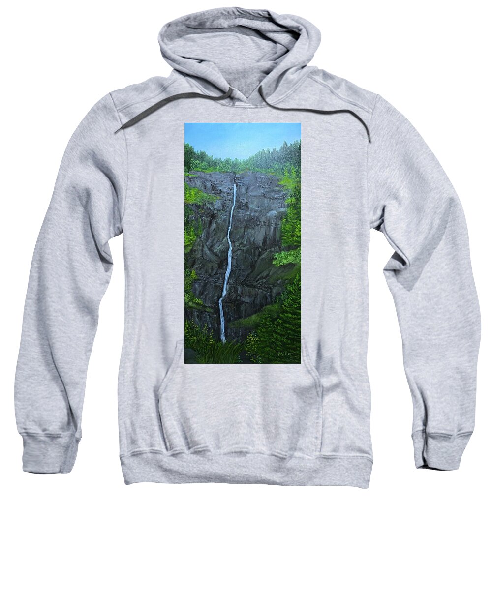  Sweatshirt featuring the painting Adirondack Waterfall by Peggy Miller