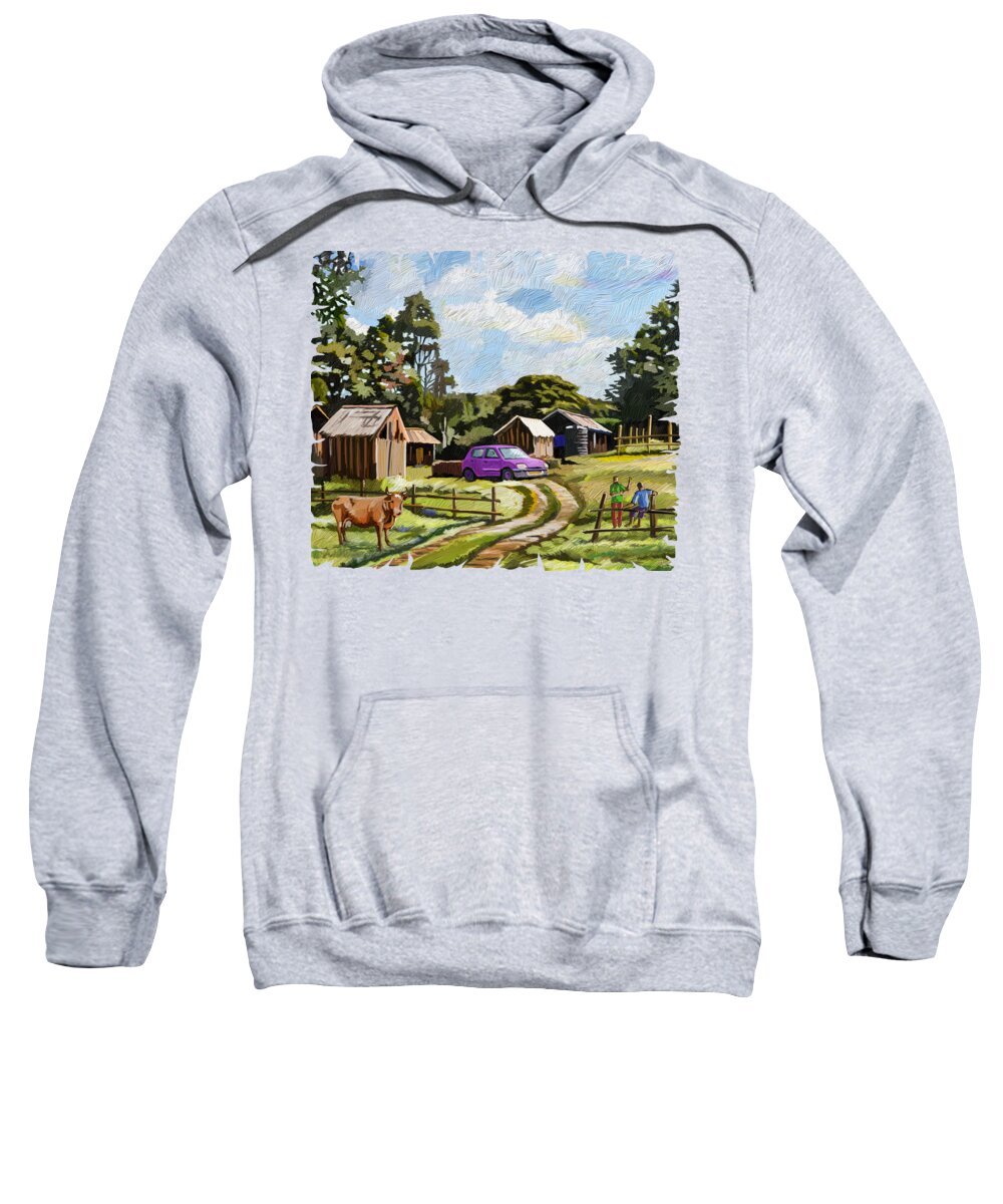 Forest Sweatshirt featuring the painting Adorable Place by Anthony Mwangi