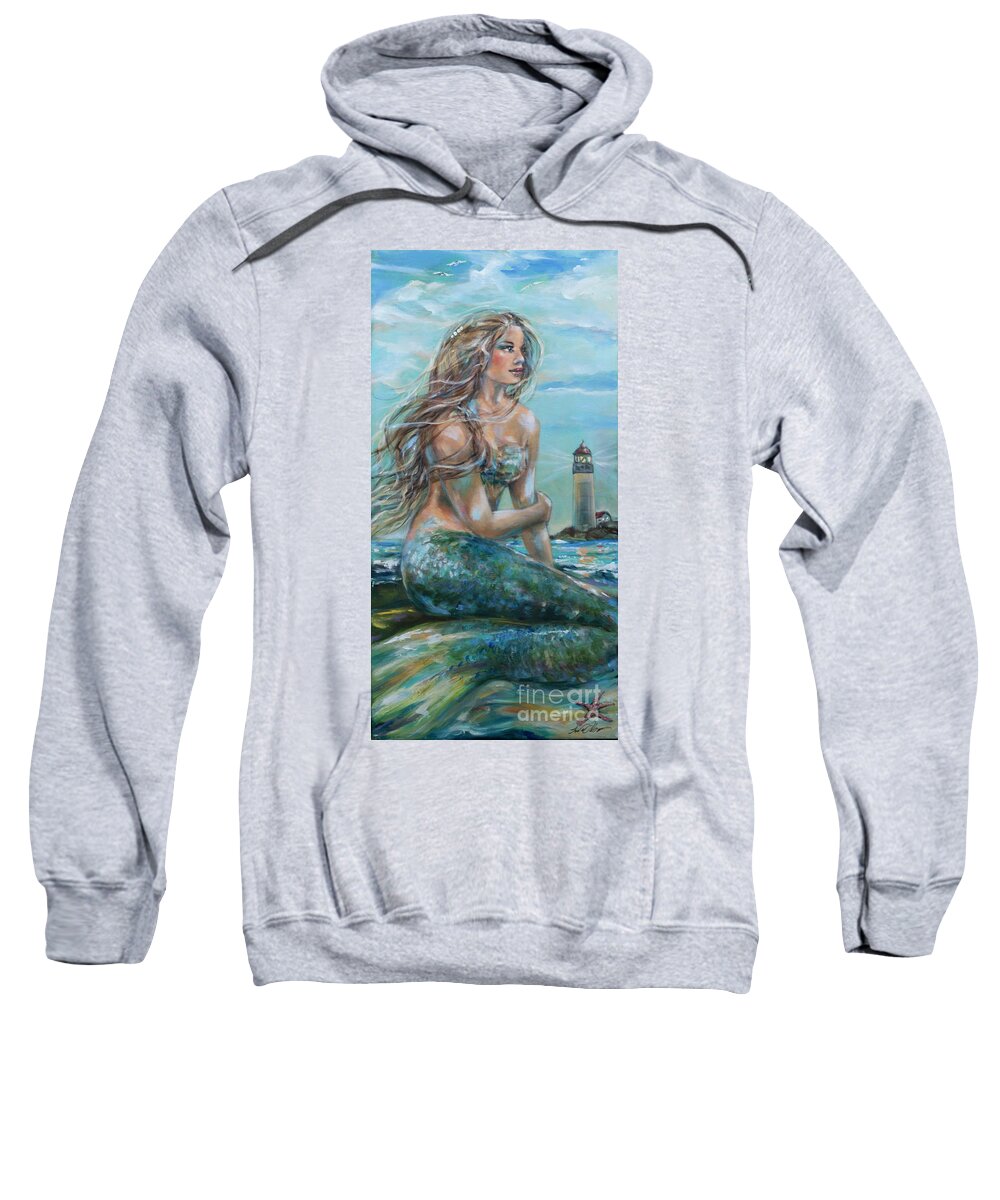 Mermaid Sweatshirt featuring the painting Allexis by Linda Olsen