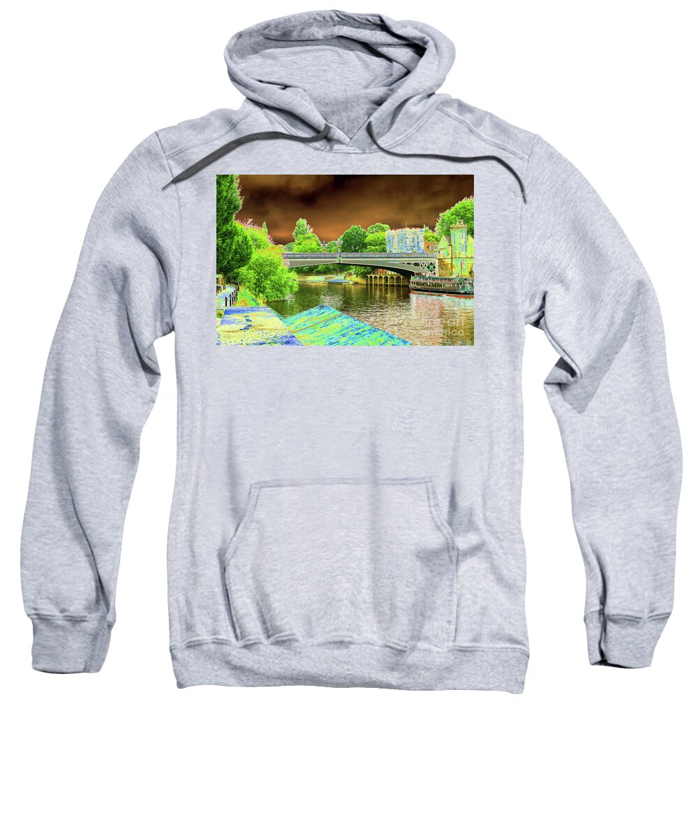 Digital Art Sweatshirt featuring the photograph An edited picture of a pleasure boat moored on the River Ouse York UK by Pics By Tony