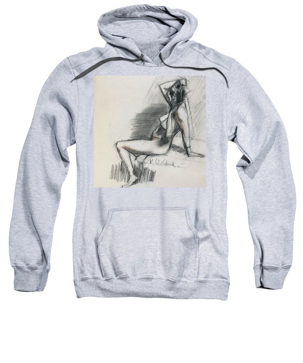Figure Sweatshirt featuring the drawing Angles by John Morris