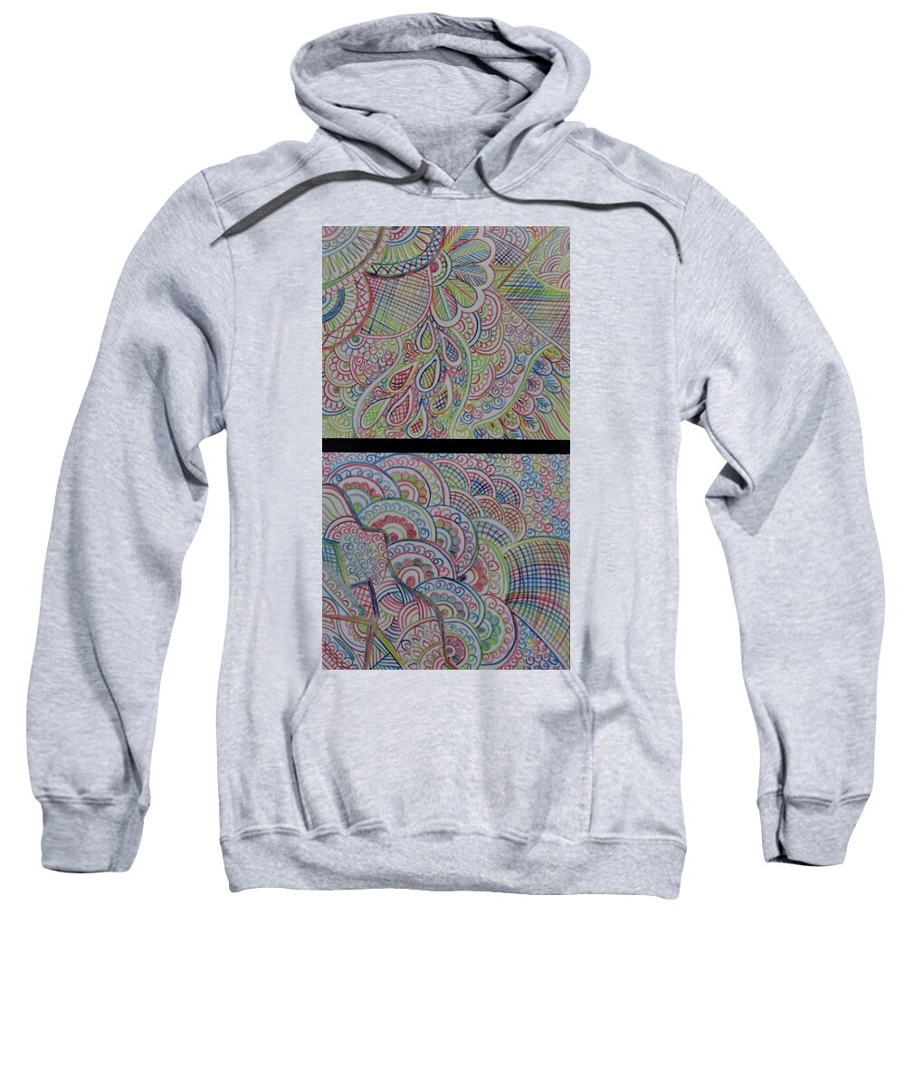 Color Sweatshirt featuring the painting Seashells and Kelp by Bnte Creations