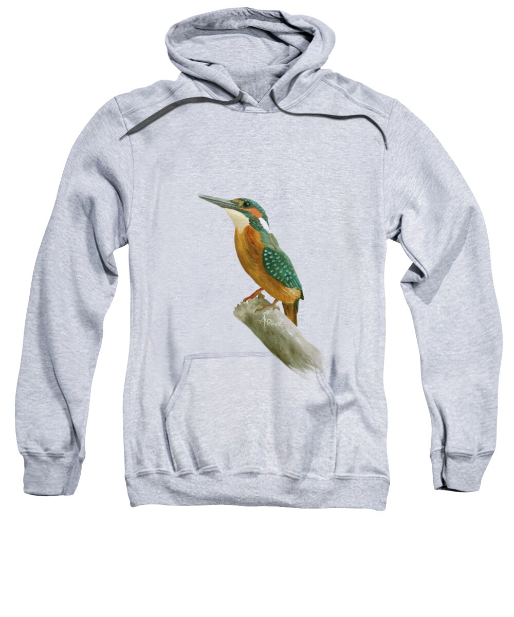 Kingfisher Sweatshirt featuring the painting Kingfisher by Angeles M Pomata
