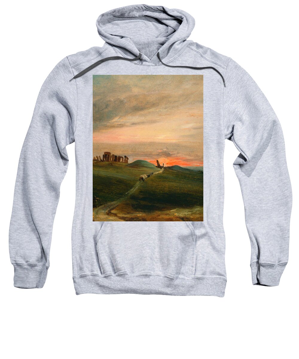 Stonehenge At Sunset Sweatshirt featuring the painting Stonehenge at Sunset #2 by John Constable