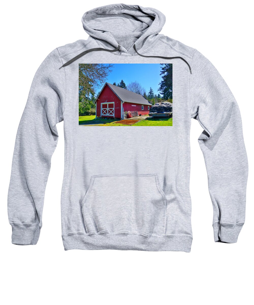 Landscape Sweatshirt featuring the photograph Babich Net Shed by Bill TALICH
