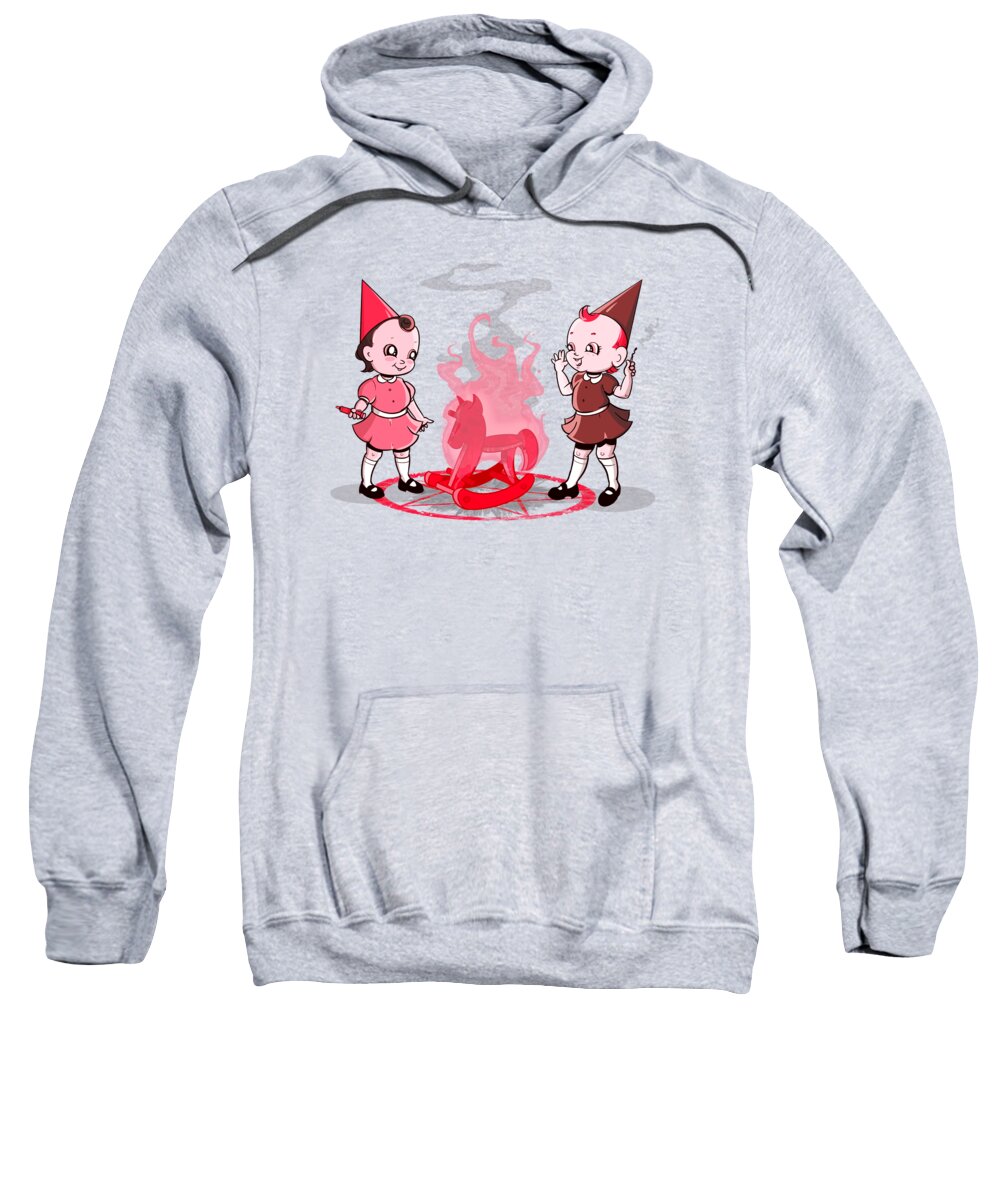 Witch Sweatshirt featuring the drawing Baby Witches by Ludwig Van Bacon