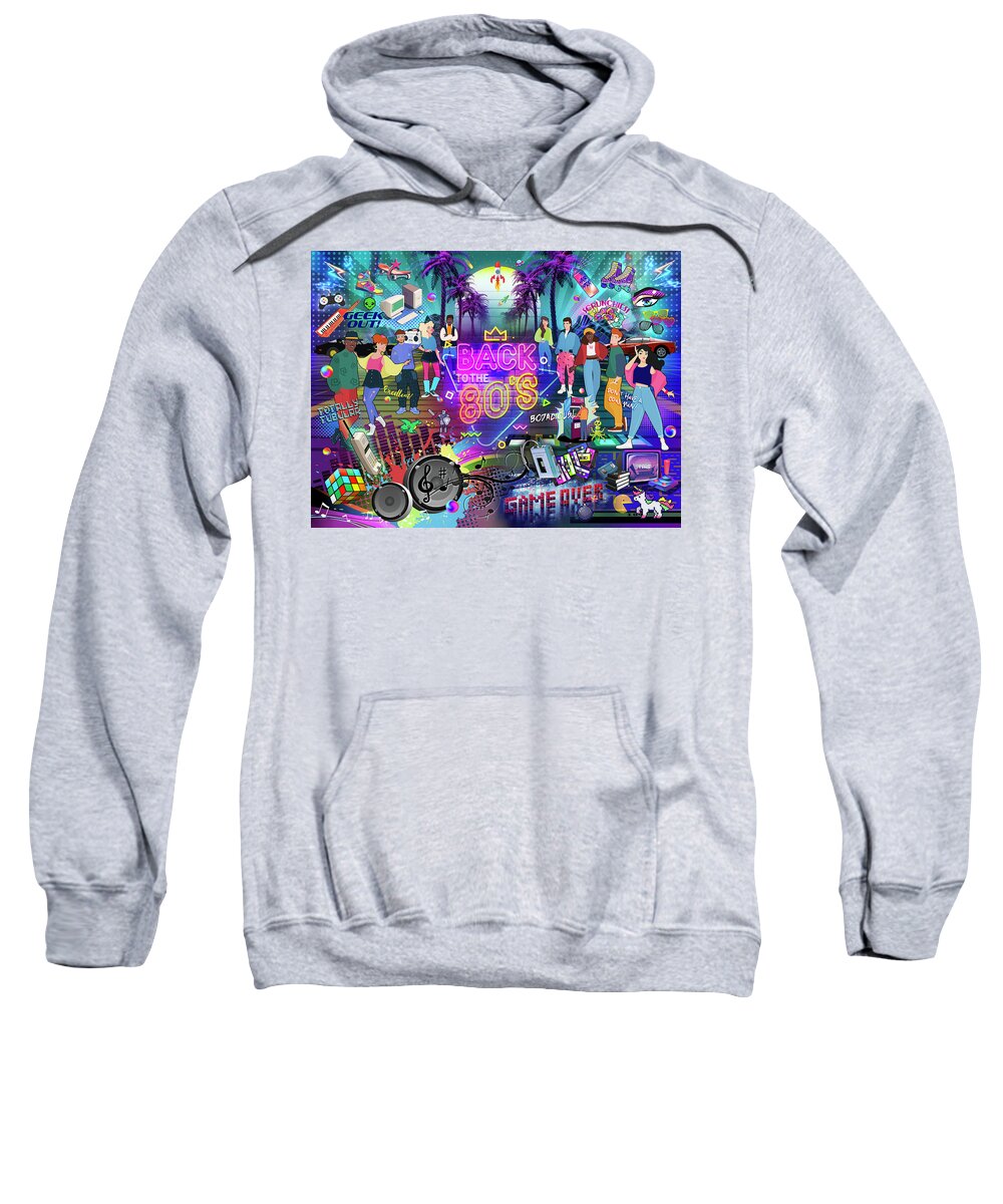 1980s Sweatshirt featuring the digital art Back to the 80s by Evie Cook