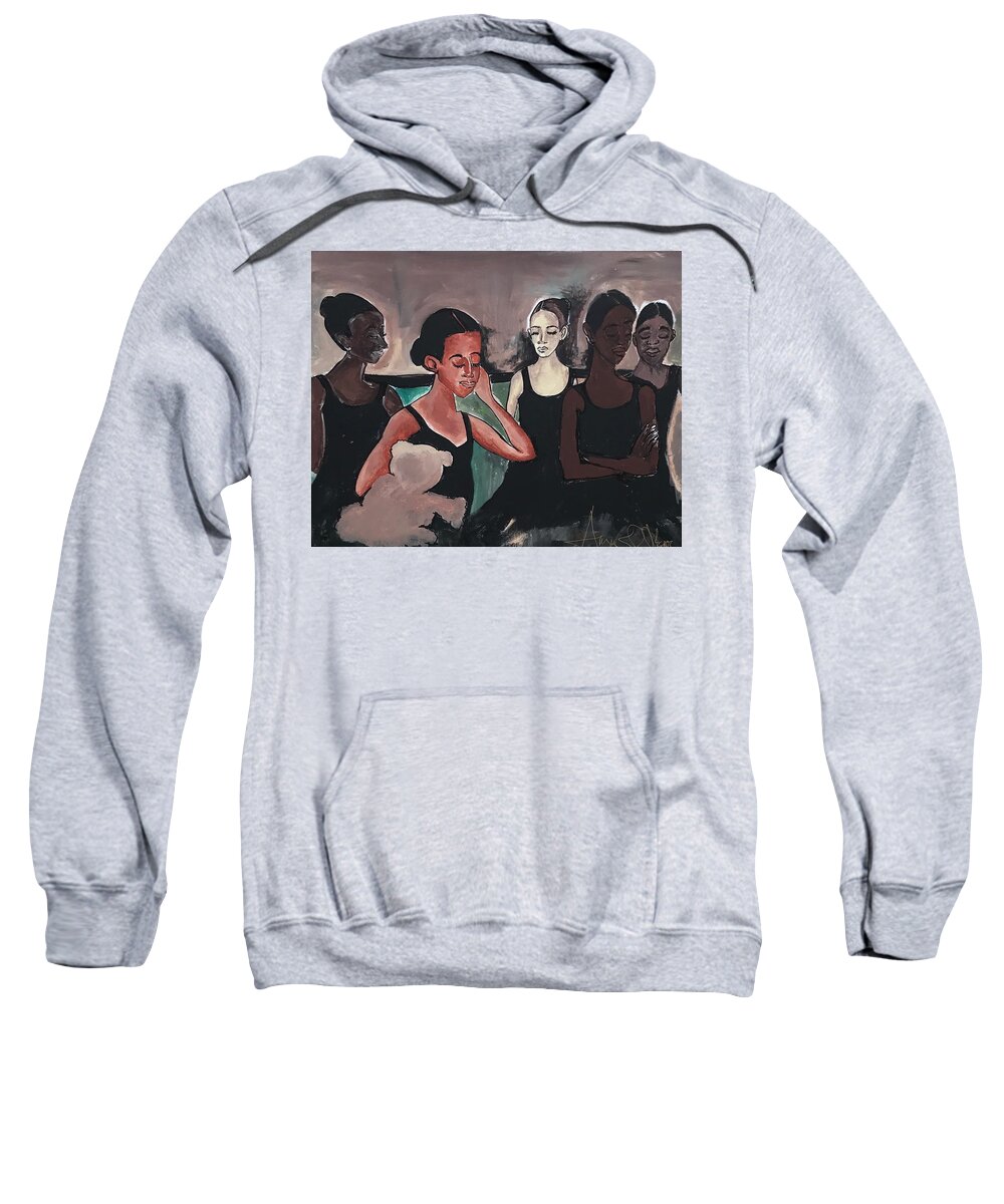  Sweatshirt featuring the painting Backstage by Angie ONeal
