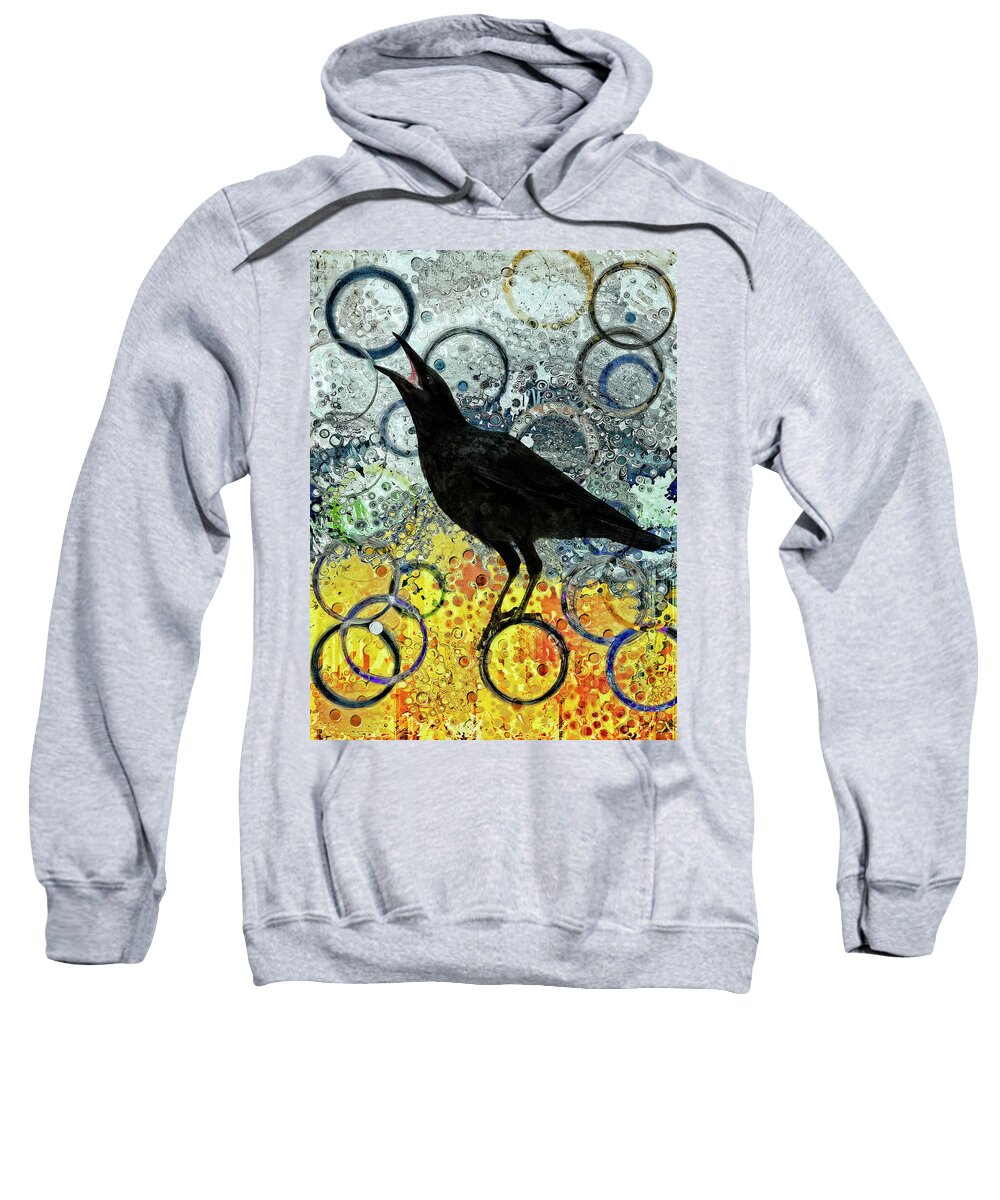 Raven Sweatshirt featuring the mixed media Balancing Act by Sandra Selle Rodriguez