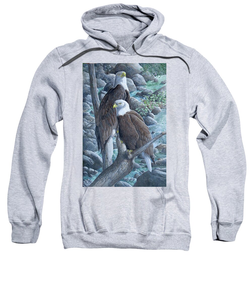 Bald Eagle Sweatshirt featuring the painting Bald Eagles by Barry Kent MacKay