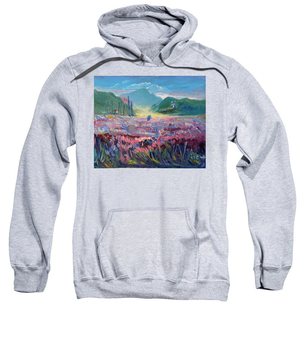 Landscape Sweatshirt featuring the painting Standing in the Harvest Field by Alexis Cioccolanti