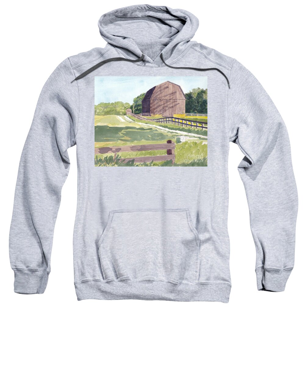 Barn Sweatshirt featuring the painting Barn on Bay Head Road View #2 by Maryland Outdoor Life