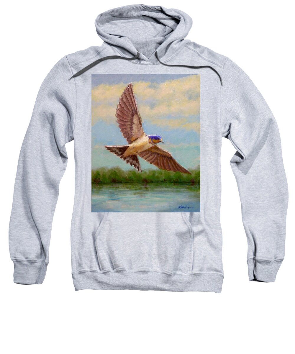 Bird Sweatshirt featuring the painting Barn Swallow by Joe Bergholm