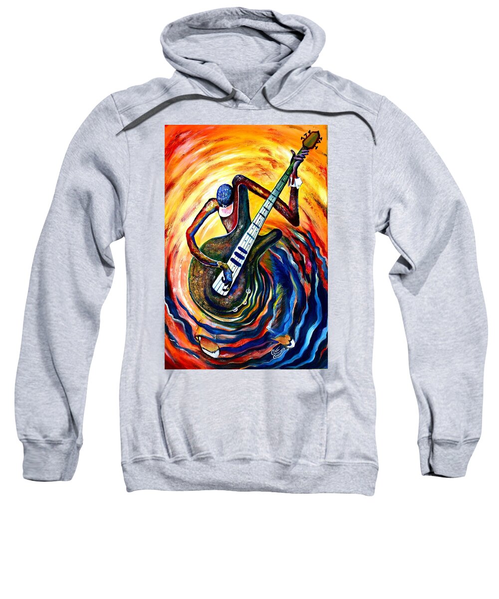 Bass Guitar Sweatshirt featuring the painting Bass Man by Arthur Covington