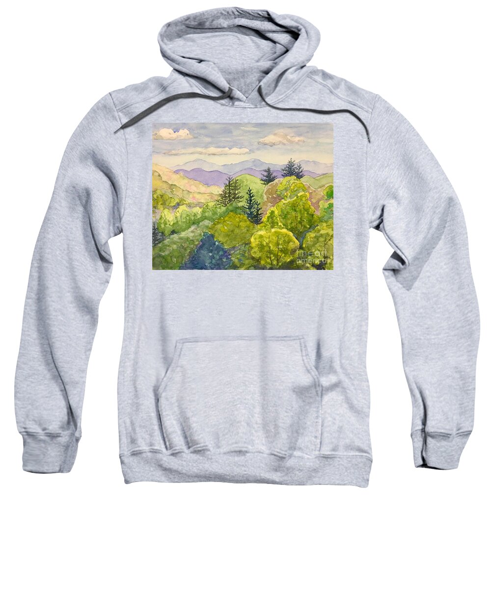 Mountain Sweatshirt featuring the painting Bauer Ridge Spring by Anne Marie Brown