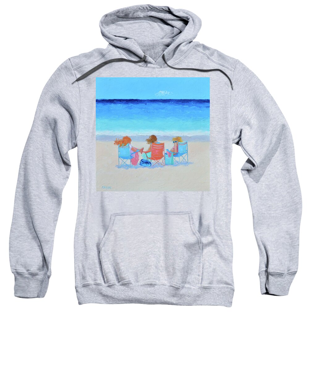 Beach Sweatshirt featuring the painting Beach Painting - Girl Friends - by Jan Matson by Jan Matson