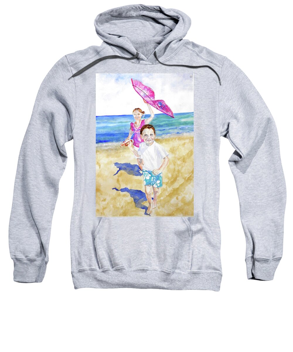 Beach Sweatshirt featuring the painting Beach Time by Barbara F Johnson