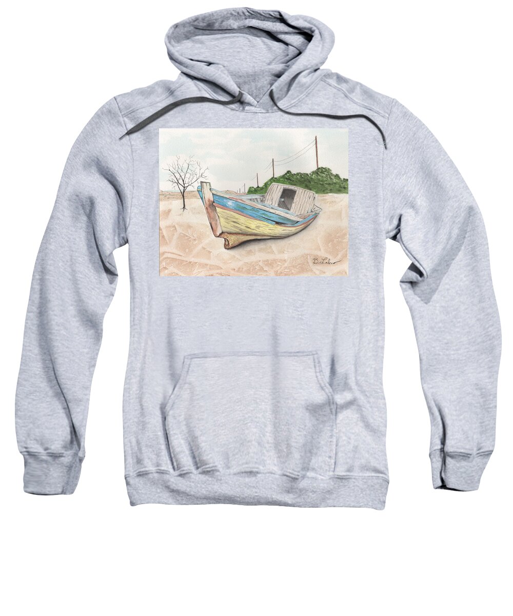 Watercolor Sweatshirt featuring the painting Beached by Bob Labno