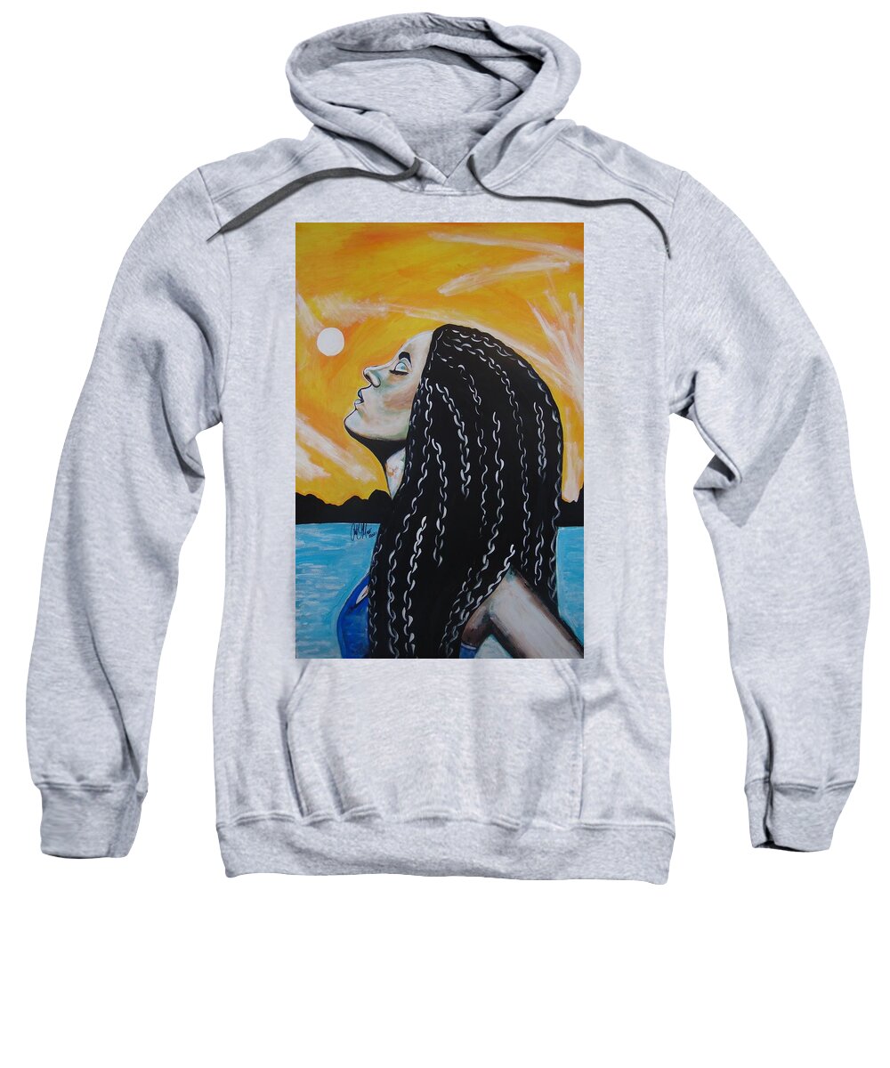 Beach Sweatshirt featuring the painting Beauty on the Beach by Antonio Moore