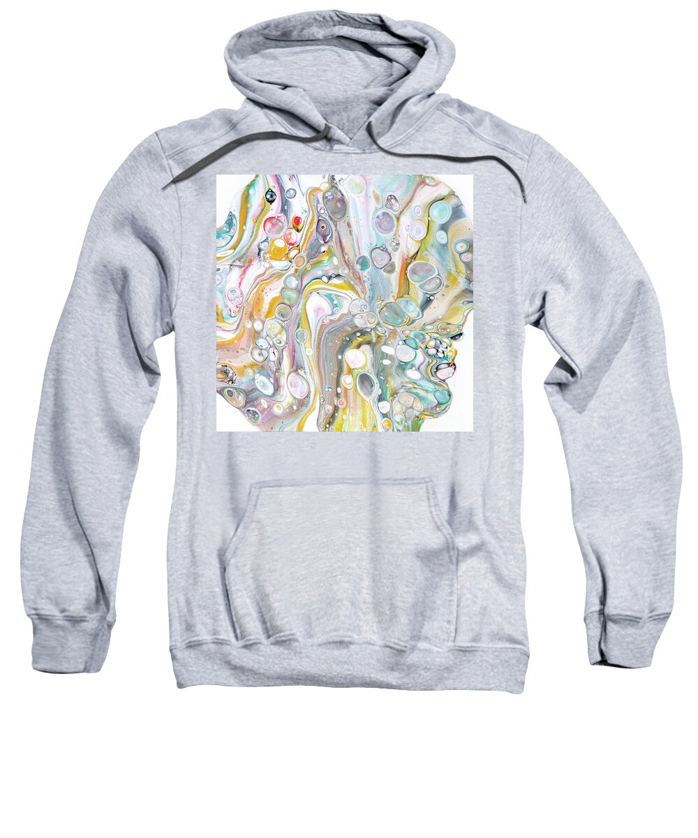 Abstract Fluid Acrylic Painting Sweatshirt featuring the painting Beauty Salon Blues by Jane Crabtree