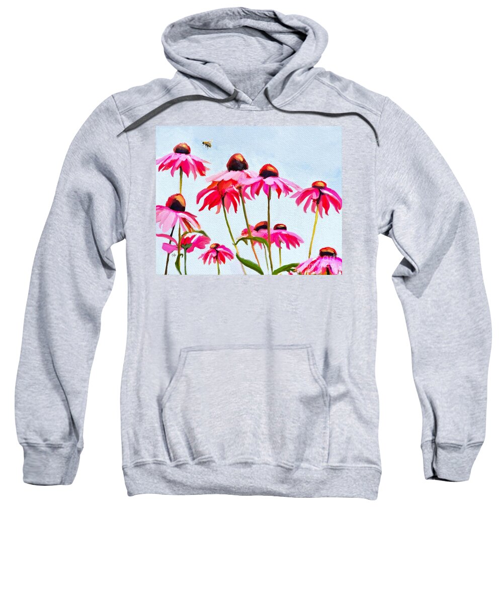 Coneflowers Sweatshirt featuring the painting Bee Lively by Tammy Lee Bradley