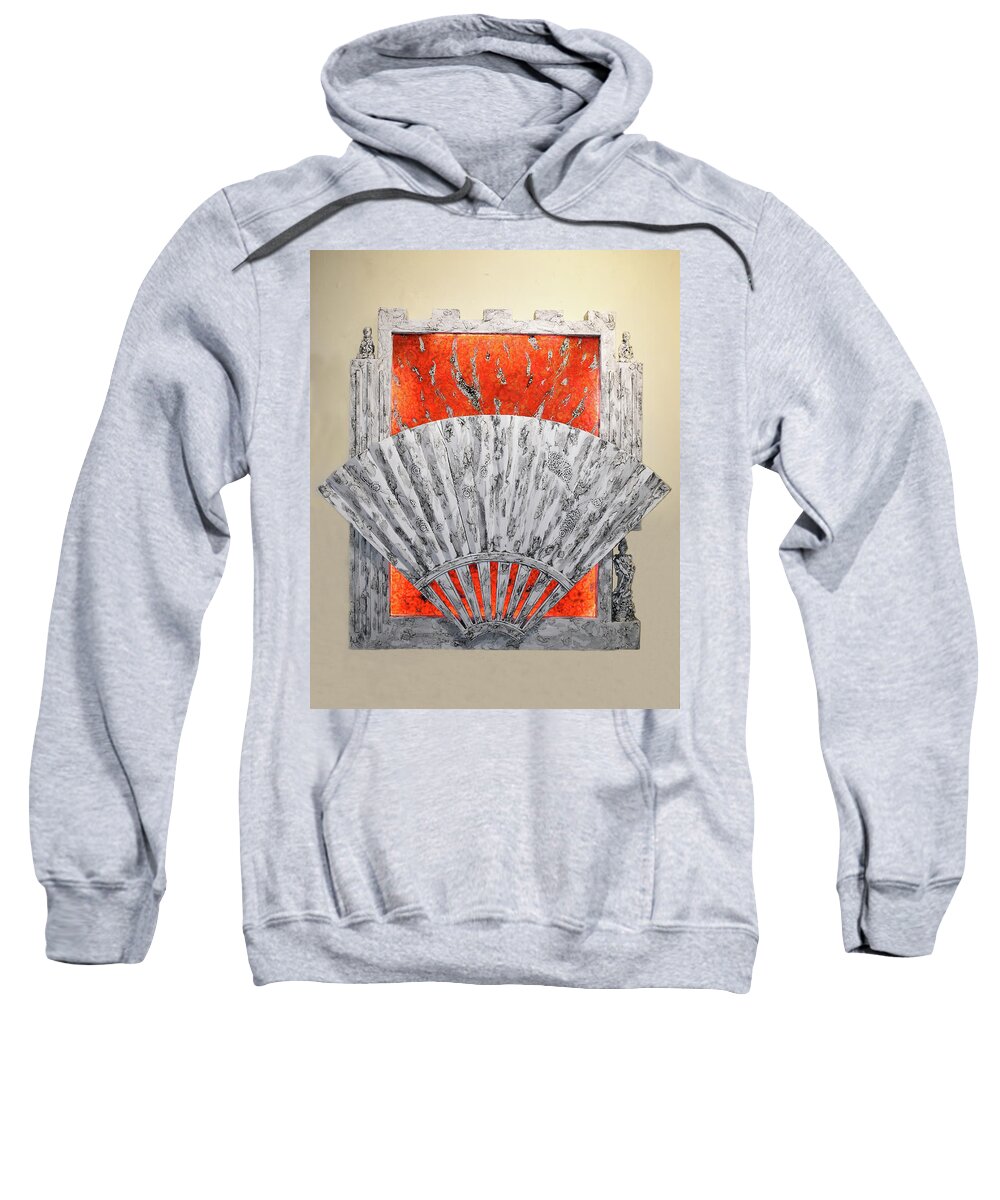 Fan Sweatshirt featuring the mixed media Behind the Fan by Christopher Schranck