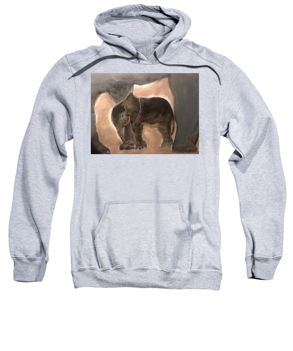  Sweatshirt featuring the mixed media Big/Small by Angie ONeal