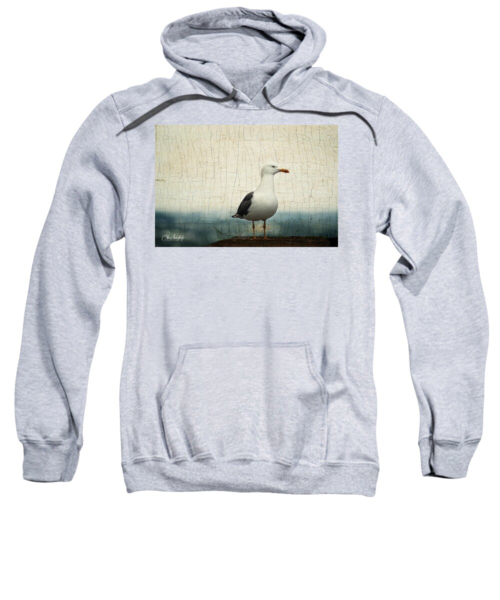 Gull Sweatshirt featuring the digital art Bird by the Sea by Chris Armytage