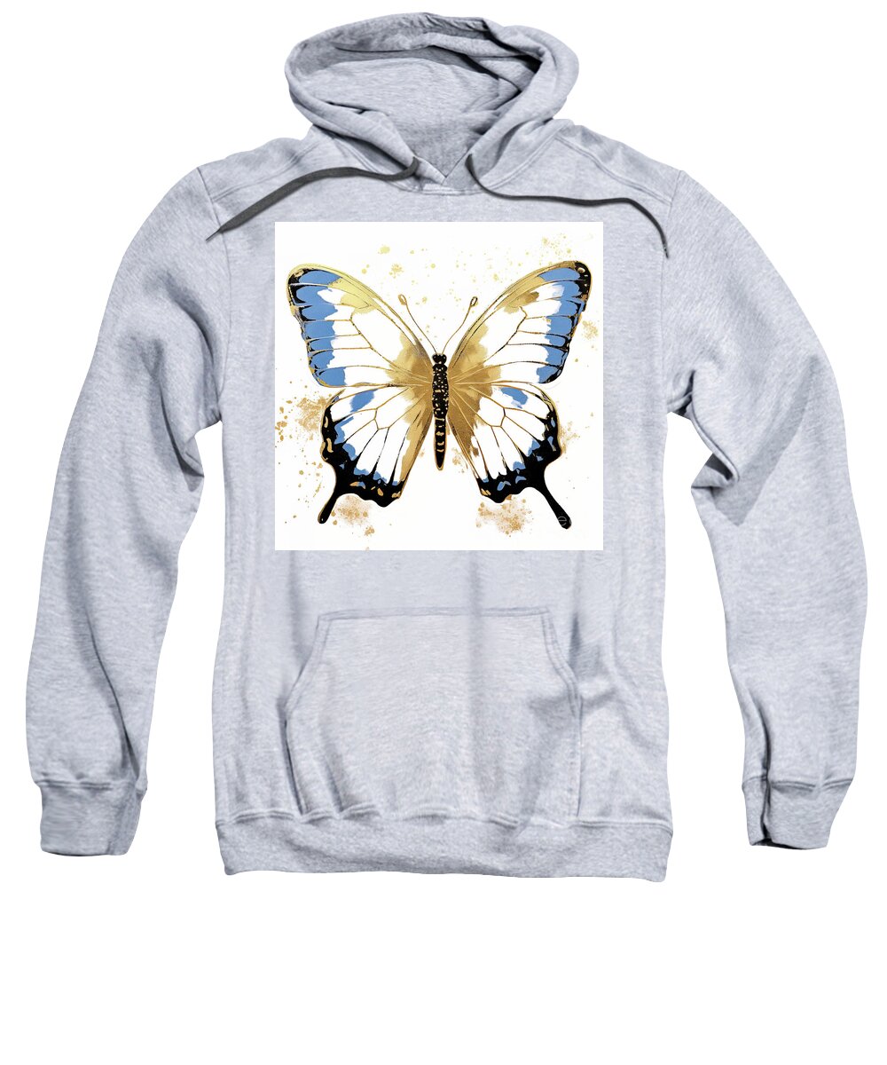 Butterfly Sweatshirt featuring the painting Blue And Gold Butterfly by Tina LeCour