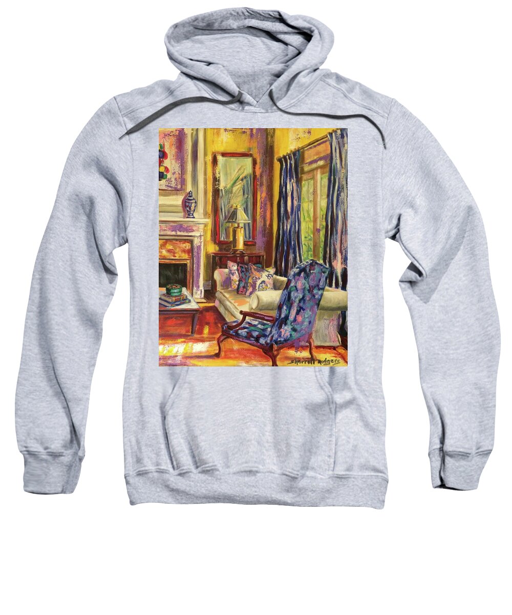 Interior Design Sweatshirt featuring the painting Blue Chair II by Sherrell Rodgers