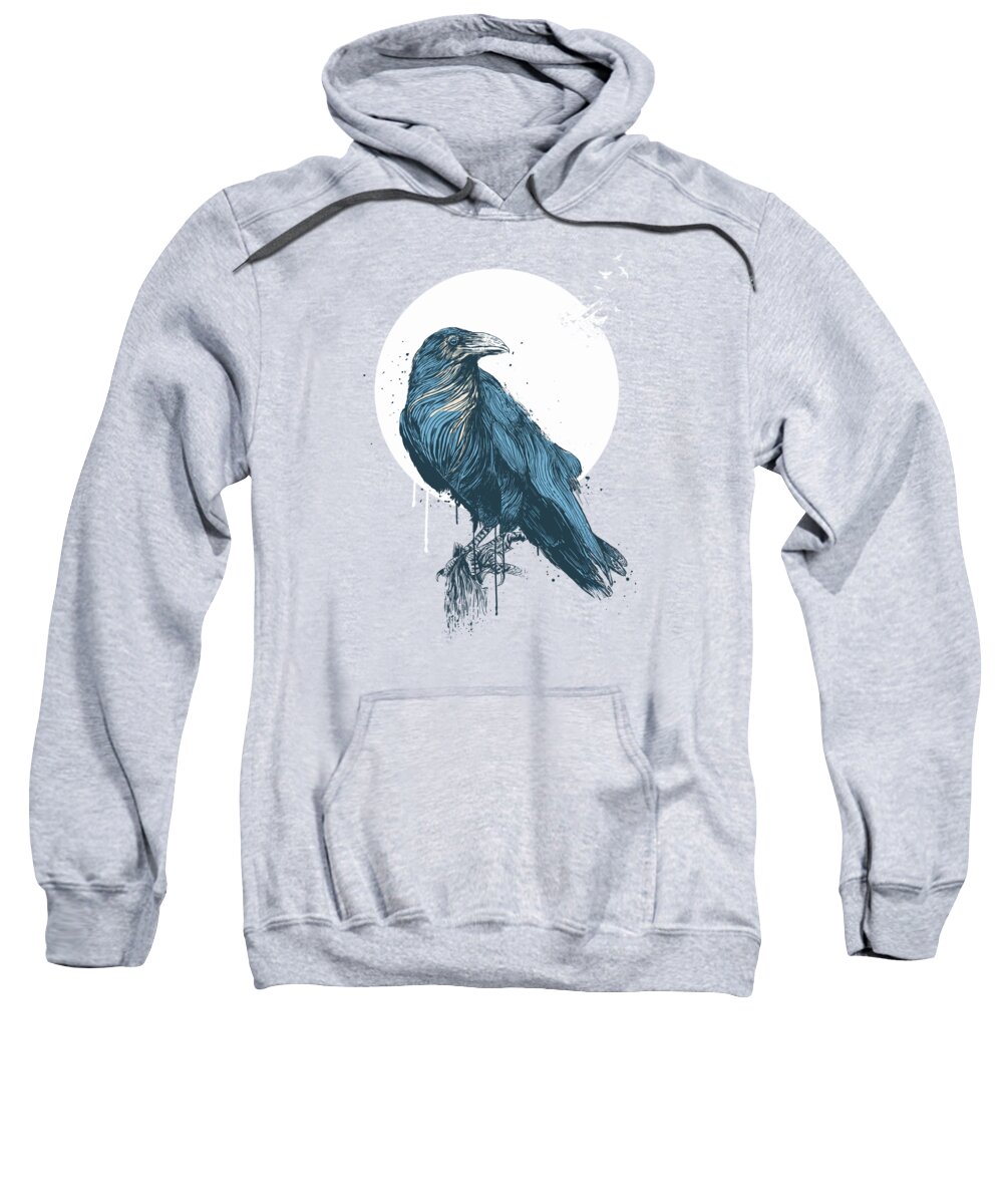Crow Sweatshirt featuring the painting Blue Crow III by Balazs Solti