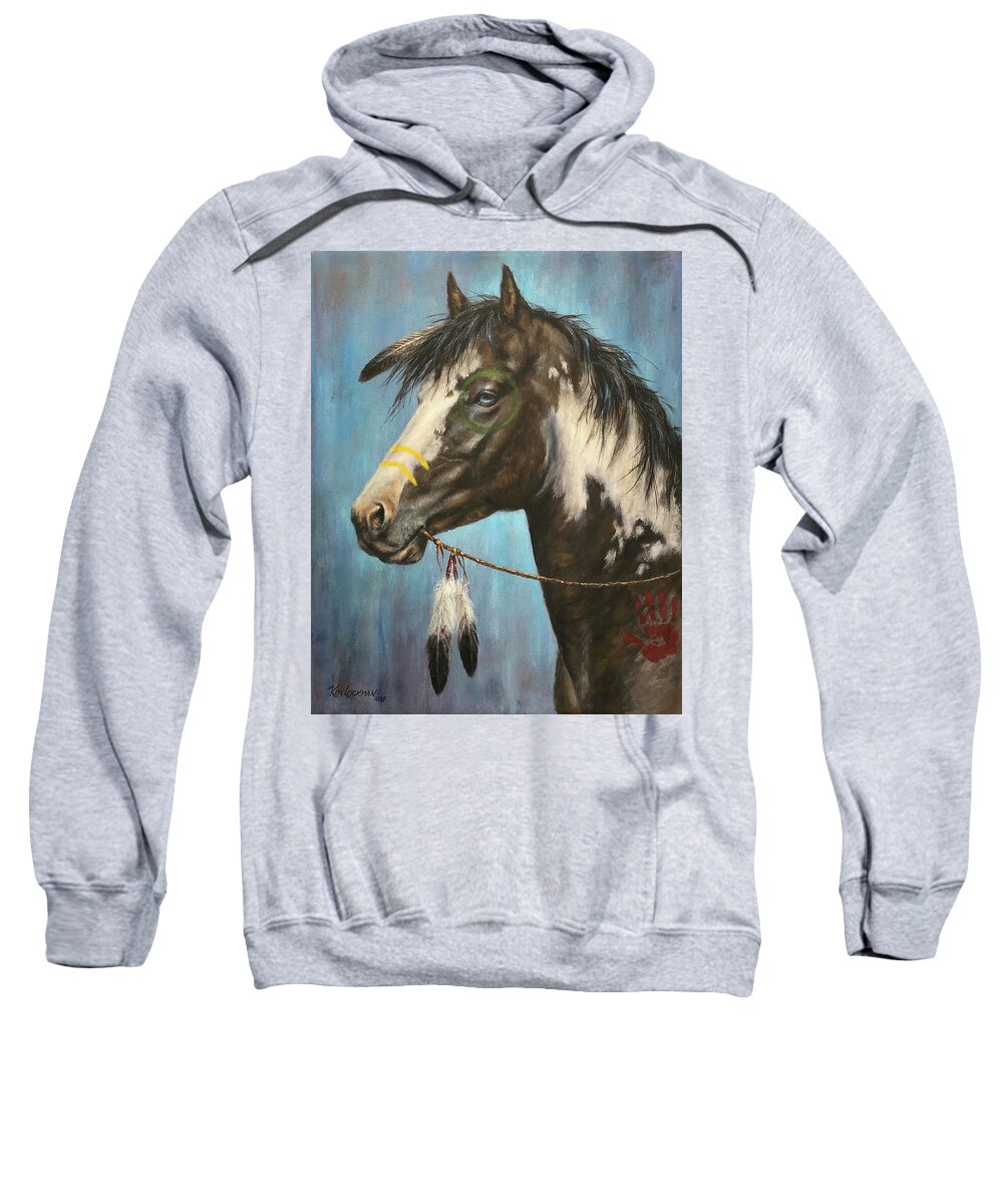 Horse Sweatshirt featuring the painting Blue Eyes by Kim Lockman