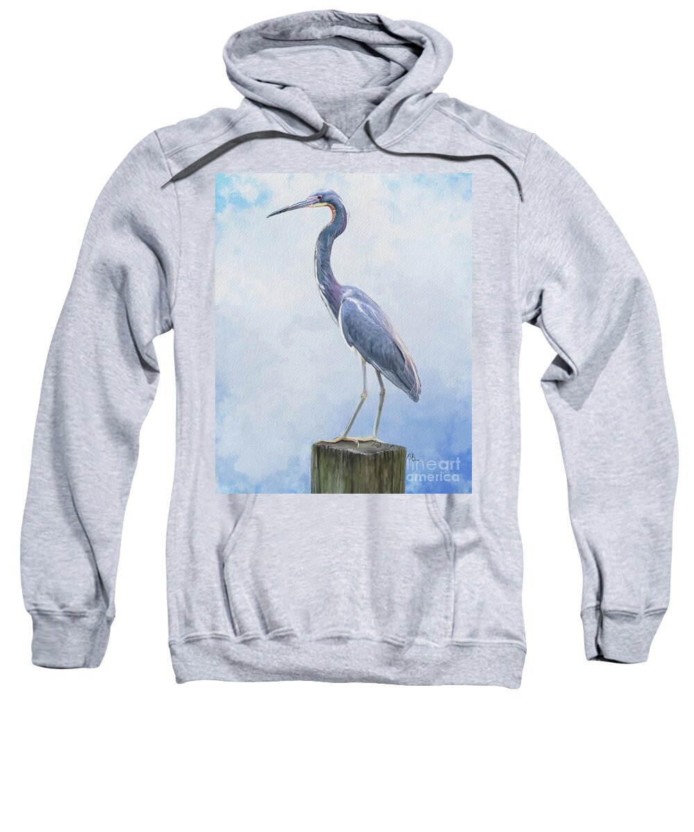 Heron Sweatshirt featuring the painting Blue Heron by Tammy Lee Bradley