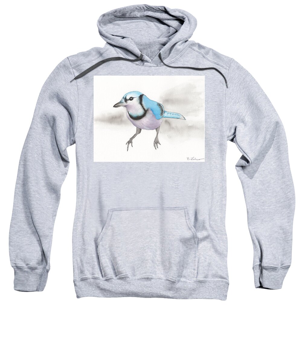 Blue Jay Watercolor Painting Sweatshirt featuring the painting Blue Jay Portrait by Bob Labno