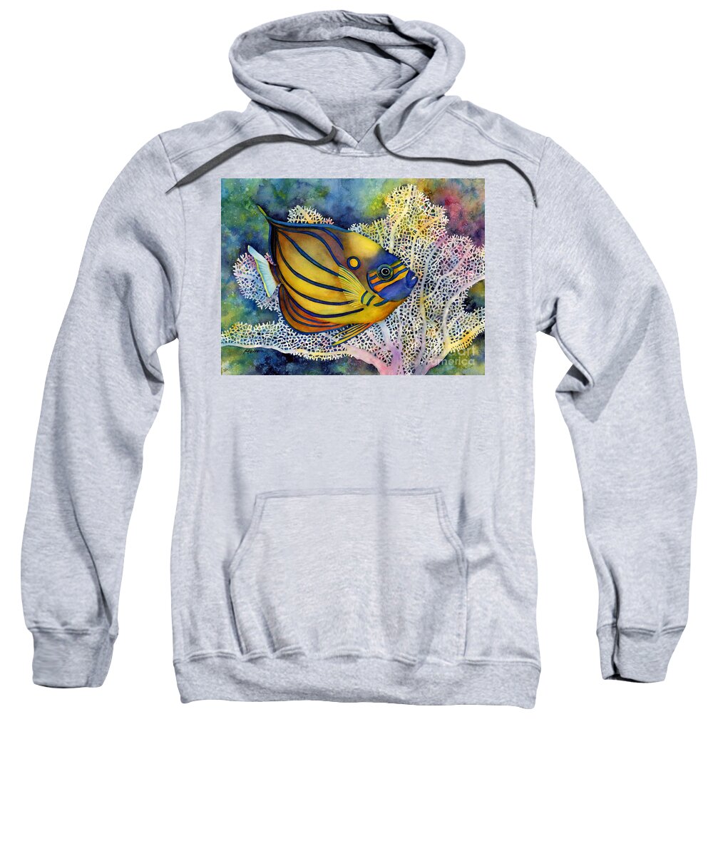 Fish Sweatshirt featuring the painting Blue Ring Angelfish by Hailey E Herrera