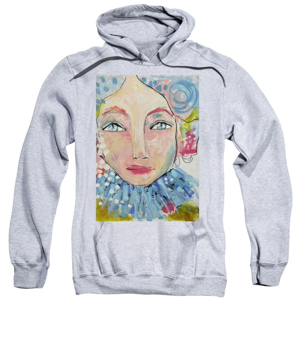 Blue Sweatshirt featuring the painting Blue Woman by Pam Gillette