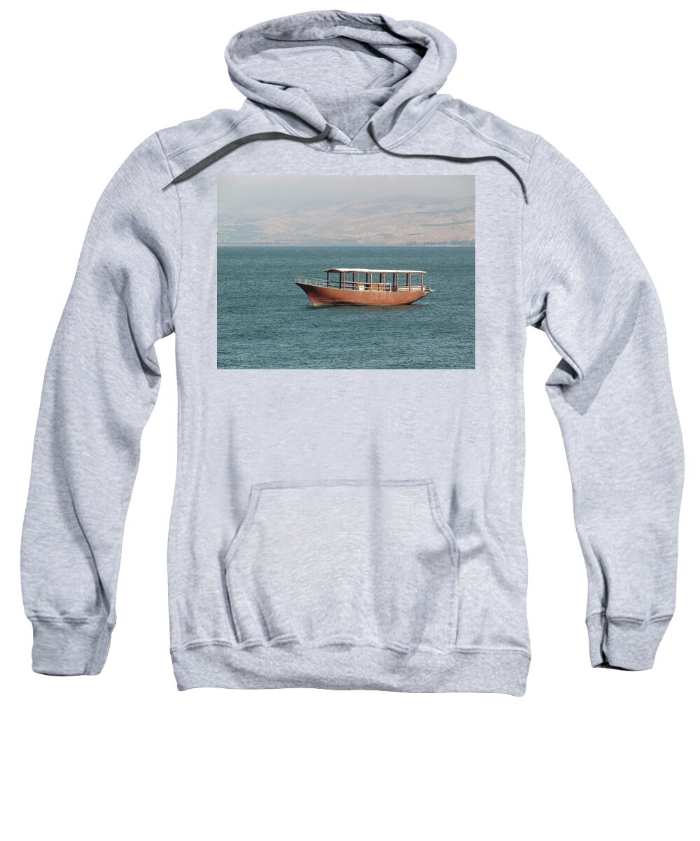 Boat Sweatshirt featuring the photograph Boat on Sea of Galilee by Brian Tada
