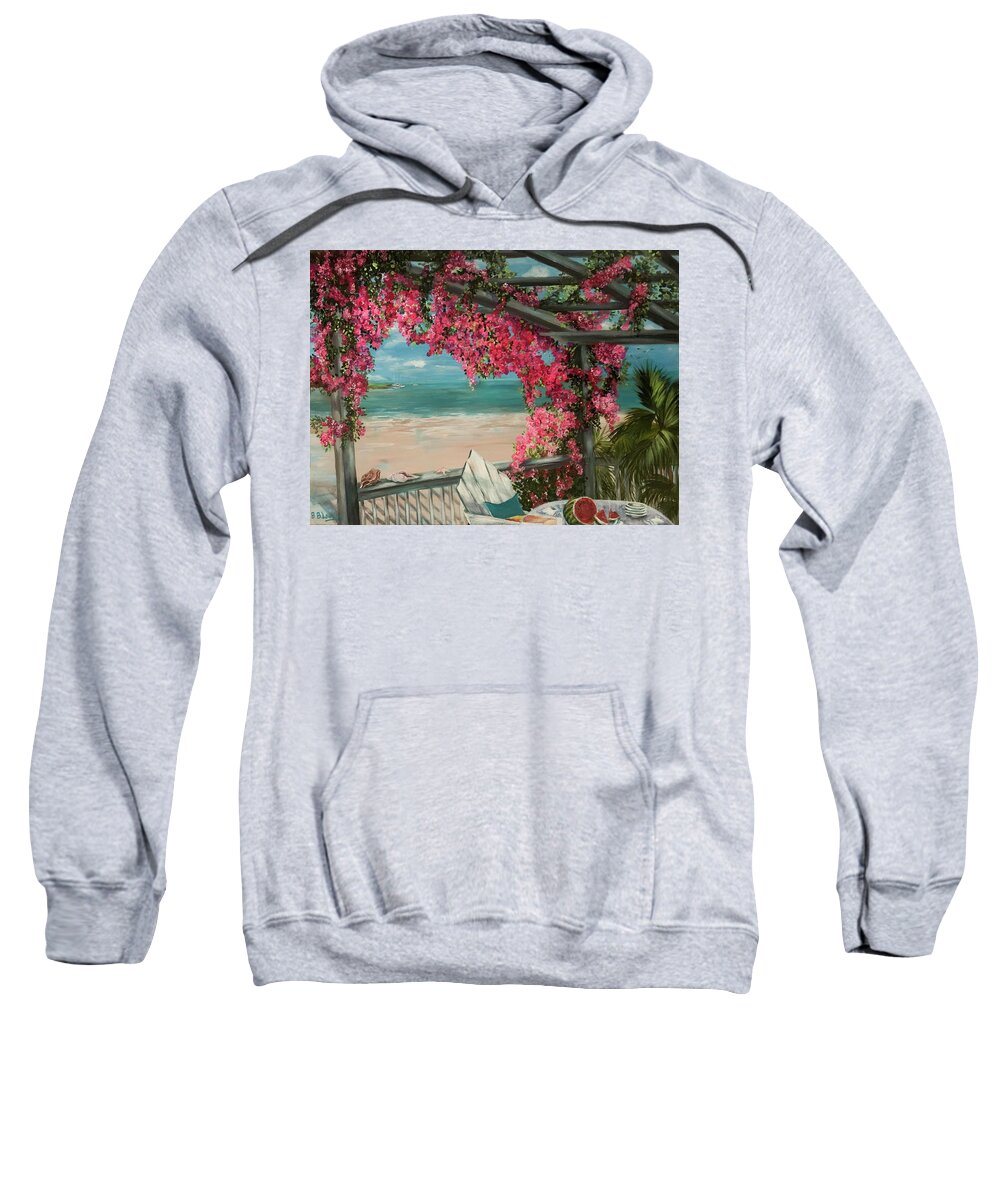 Floral Sweatshirt featuring the painting Bougainvillea Trellis by Barbara Landry