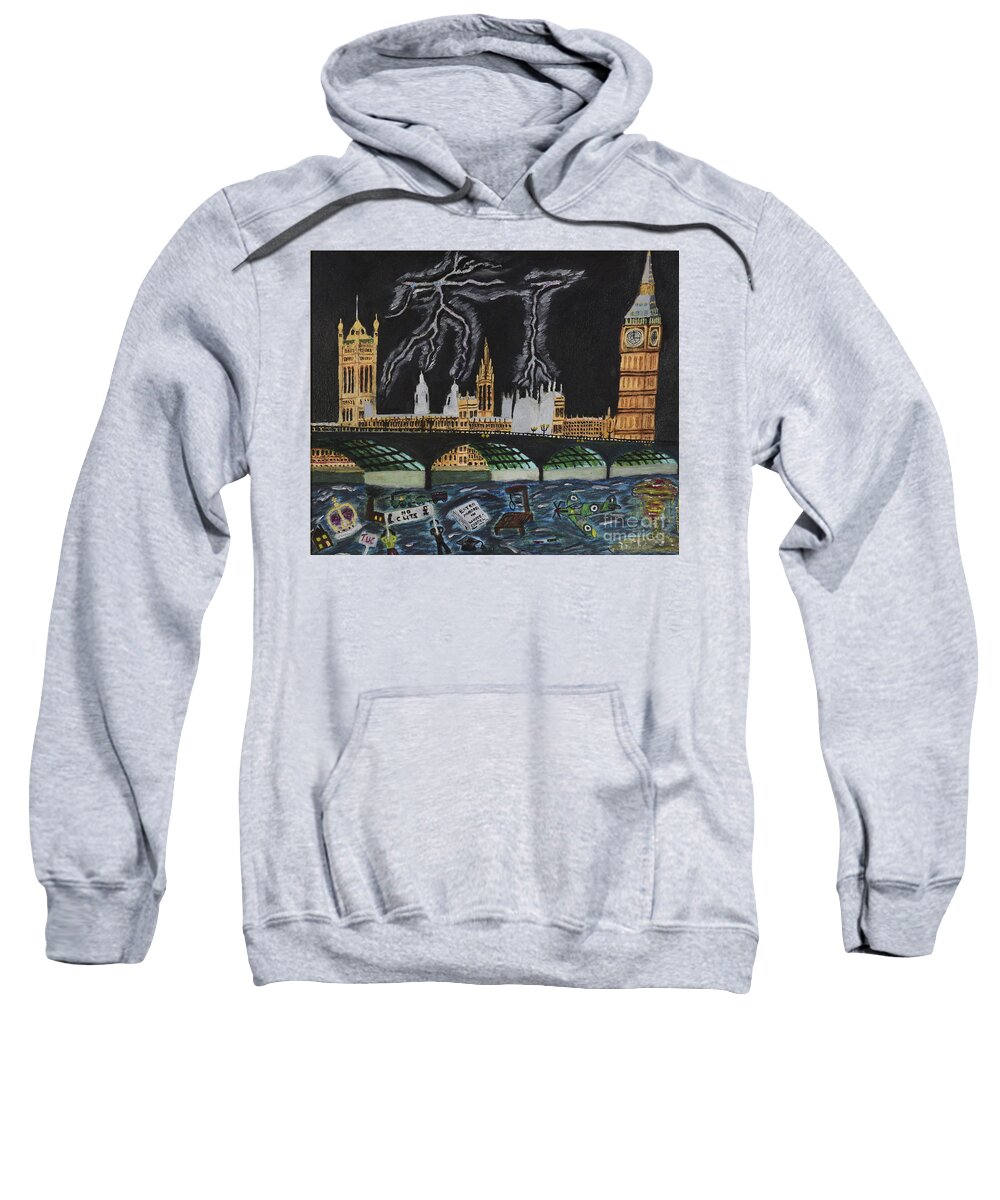 London Sweatshirt featuring the painting Bridge over Troubled waters by David Westwood