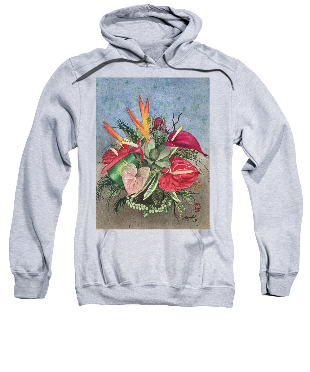 Anthurium Sweatshirt featuring the painting Tropical Bouquet by Kelly Miyuki Kimura
